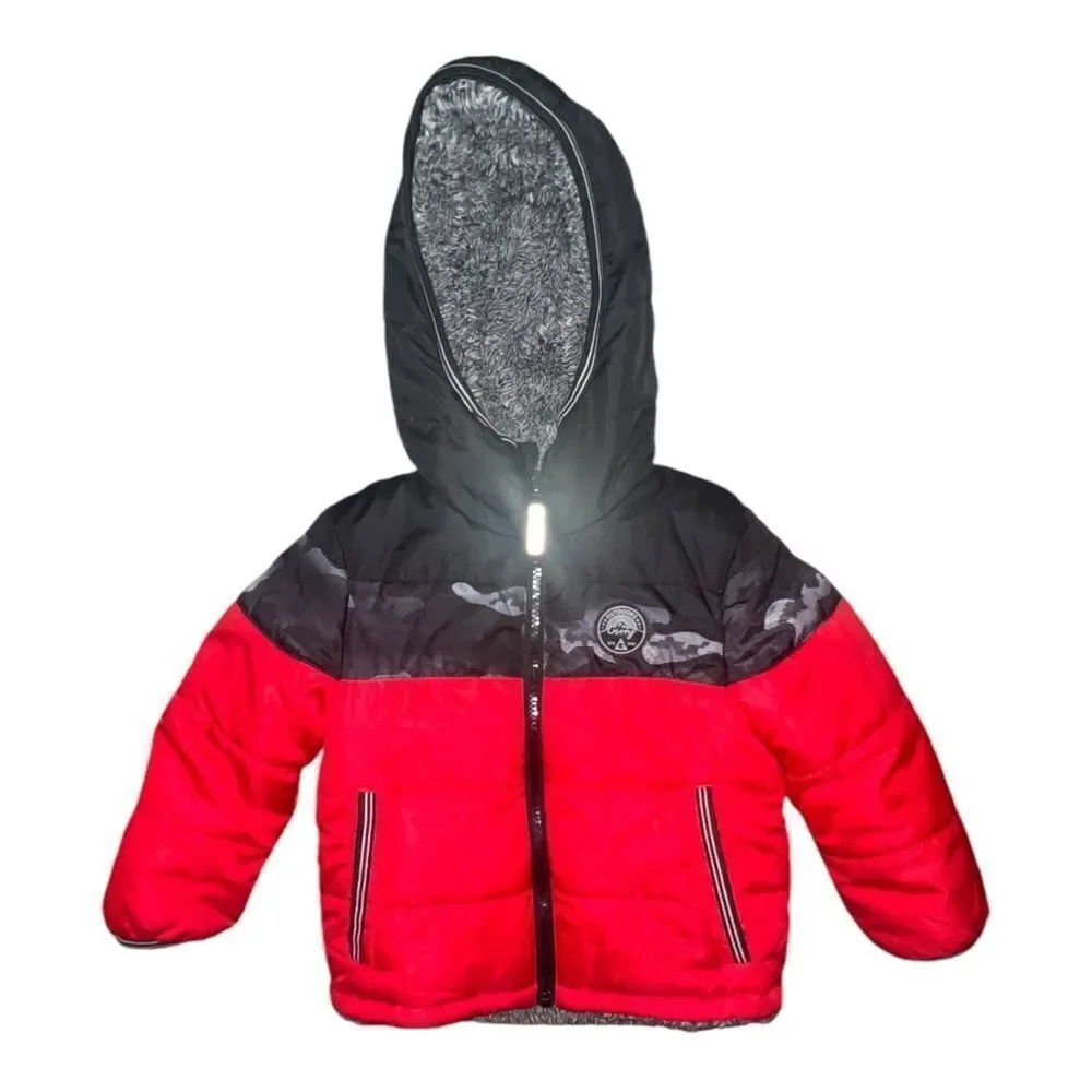 Gerry Toddler Boys Red Black & Gray Reversible Coat 3T EUC